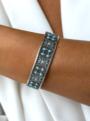 Bracelet en Argent 925 oxydé assemblé de Turquoise - Maison Di Giorgio