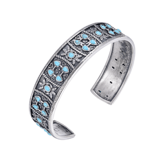 Bracelet en Argent 925 oxydé assemblé de Turquoise - Maison Di Giorgio