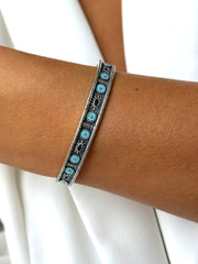 Bracelet en Argent 925 oxydé assemblé de Turquoise - Maison Di Giorgio