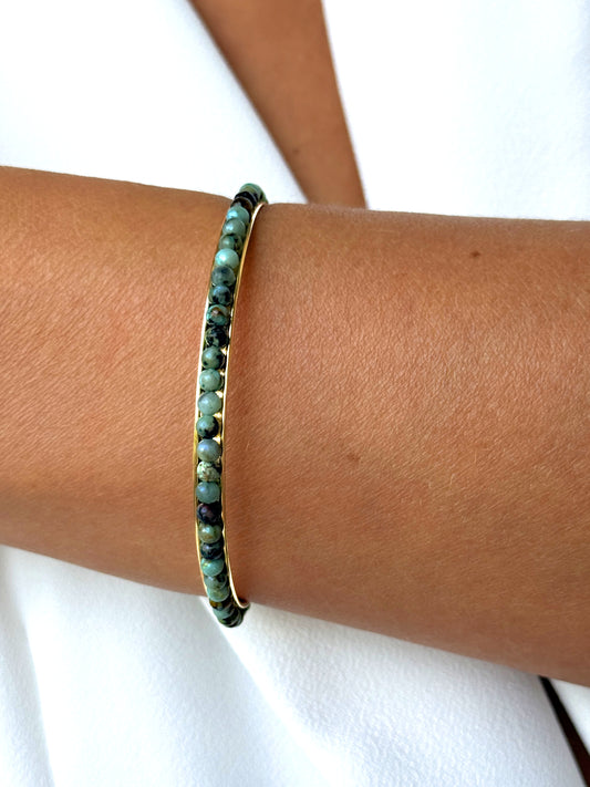 Bracelet en Argent 925 doré Or jaune 18k assemblé de Turquoise - Maison Di Giorgio