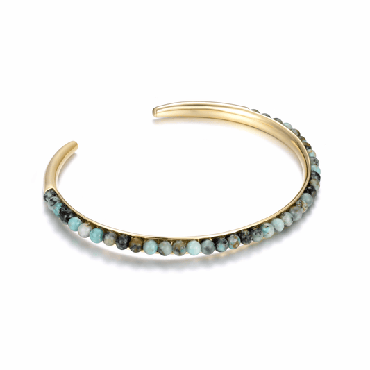 Bracelet en Argent 925 doré Or jaune 18k assemblé de Turquoise - Maison Di Giorgio