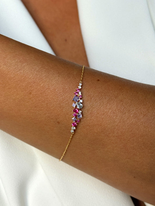 Bracelet en Argent 925 doré Or jaune 18k assemblé d'Oxyde de zirconium - Maison Di Giorgio