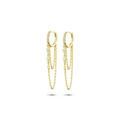 Boucles d'oreilles en Argent 925 plaquées Or jaune 18k assemblées d'Oxyde de zirconium