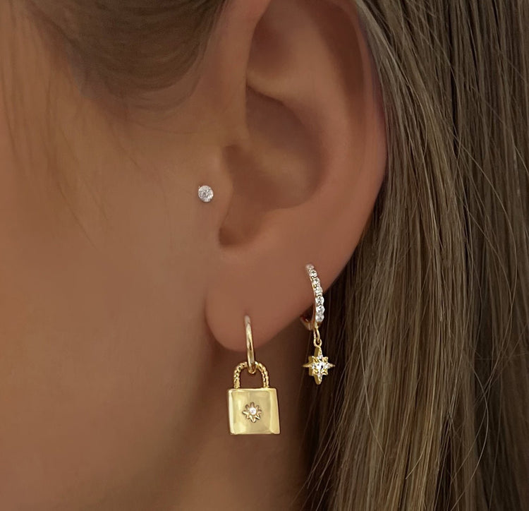 Boucles d'oreilles en Argent 925 doré Or jaune 18k assemblées d'oxyde de zirconium - Maison Di Giorgio