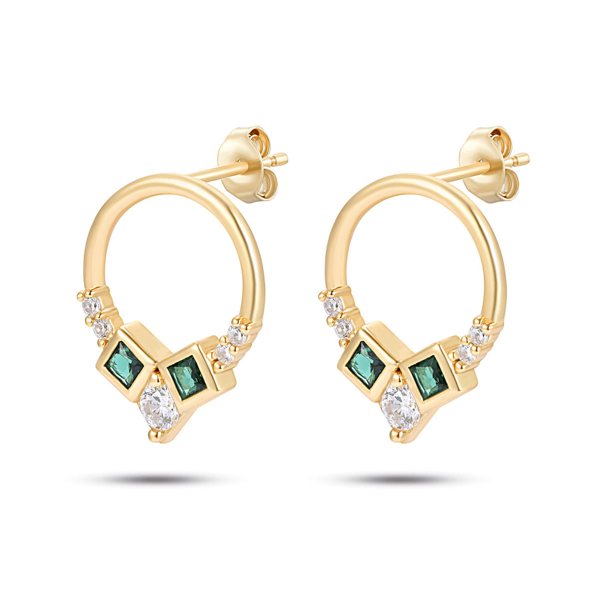 Boucles d'oreilles en Argent 925 doré Or jaune 18k assemblées d'Oxyde de zirconium - Maison Di Giorgio