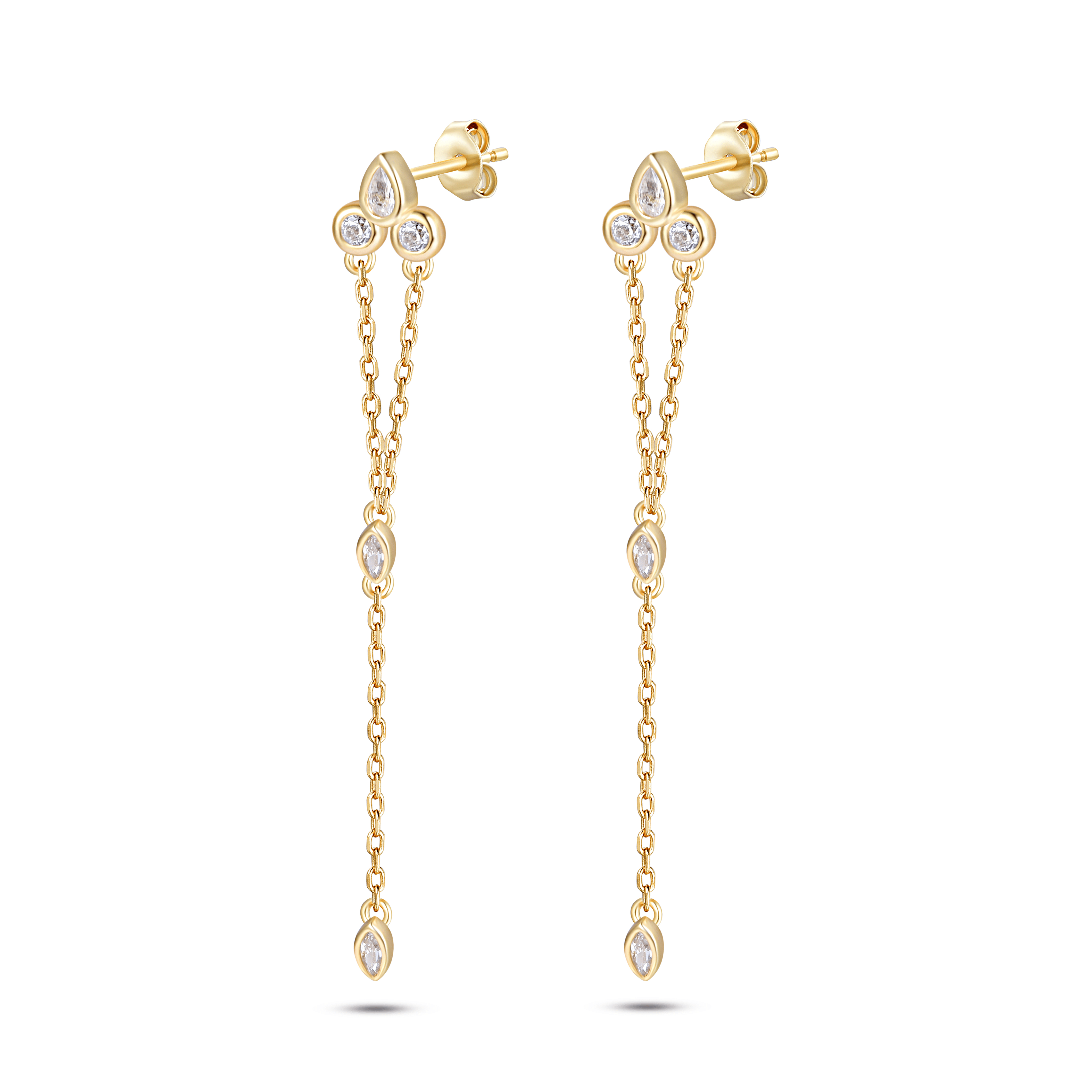 Boucles d'oreilles en Argent 925 doré Or jaune 18k assemblées d'Oxyde de zirconium - Maison Di Giorgio