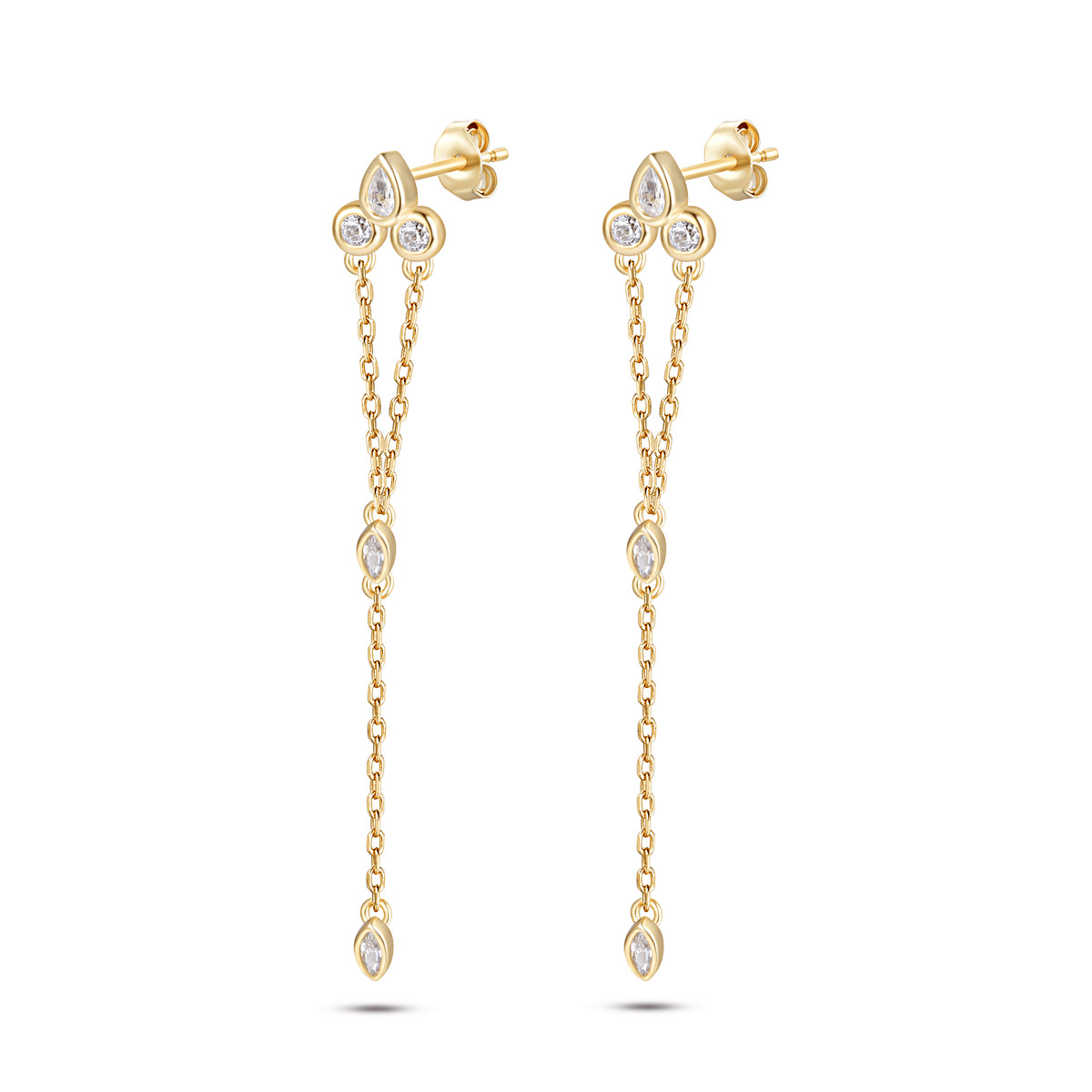 Boucles d'oreilles en Argent 925 doré Or jaune 18k assemblées d'Oxyde de zirconium - Maison Di Giorgio