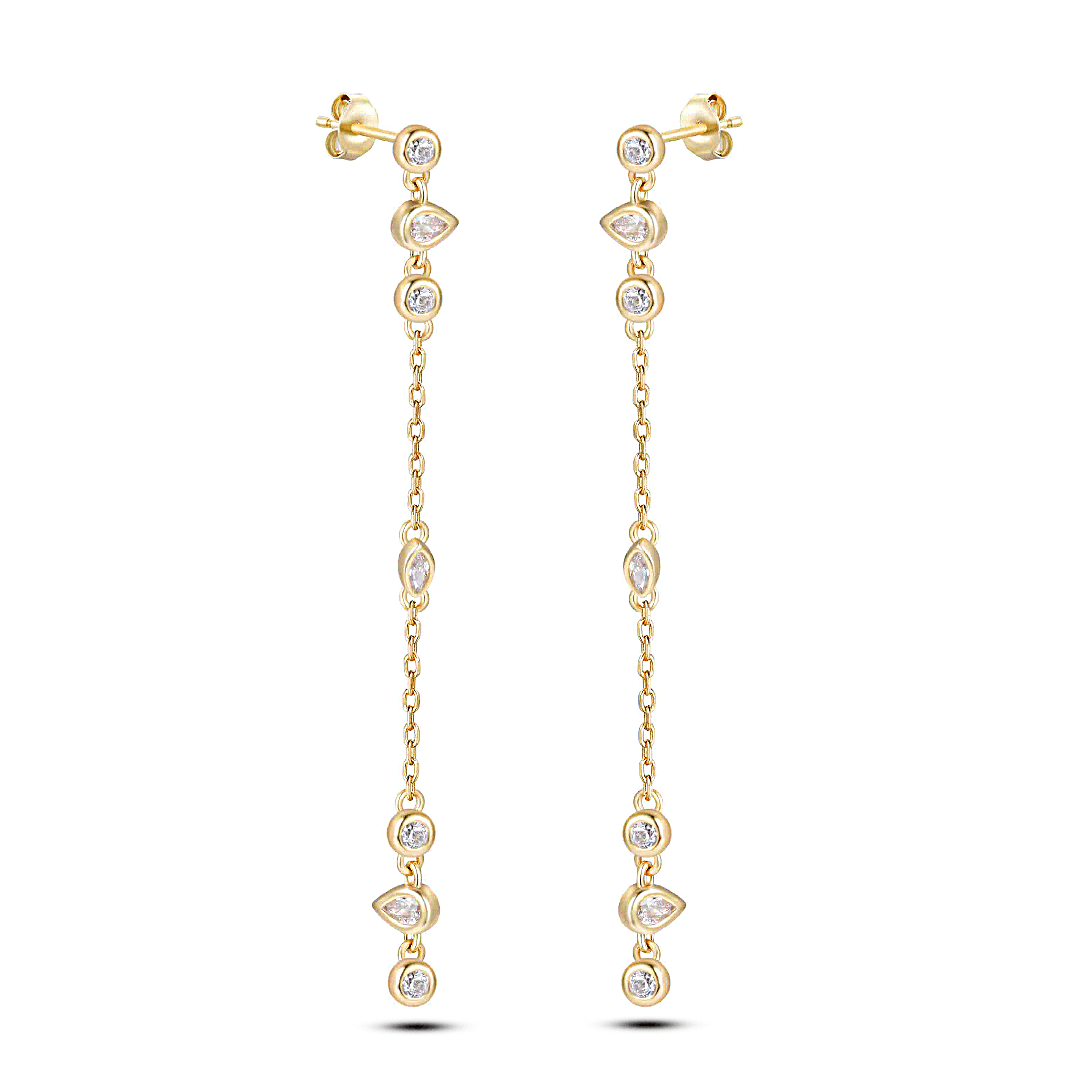 Boucles d'oreilles en Argent 925 doré Or jaune 18k assemblées d'Oxyde de zirconium - Maison Di Giorgio