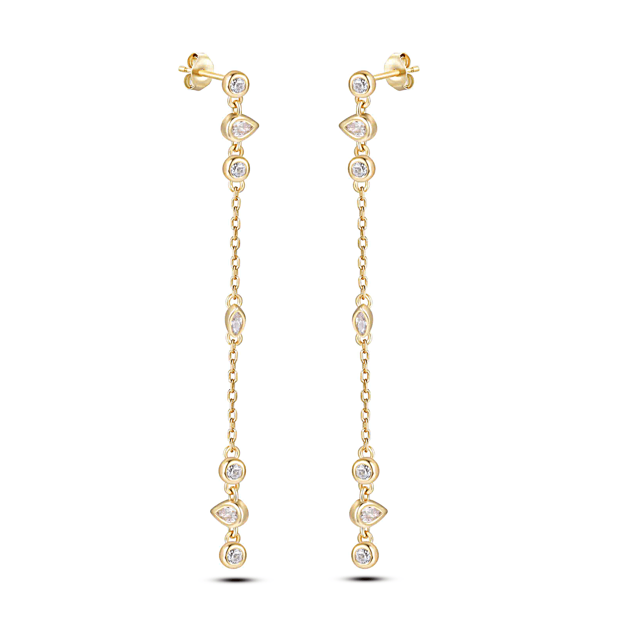 Boucles d'oreilles en Argent 925 doré Or jaune 18k assemblées d'Oxyde de zirconium - Maison Di Giorgio