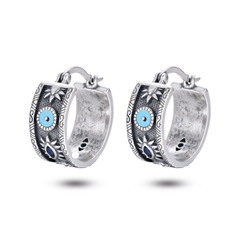Boucles d'oreilles en Argent 925 oxydé assemblées de Turquoise - Maison Di Giorgio