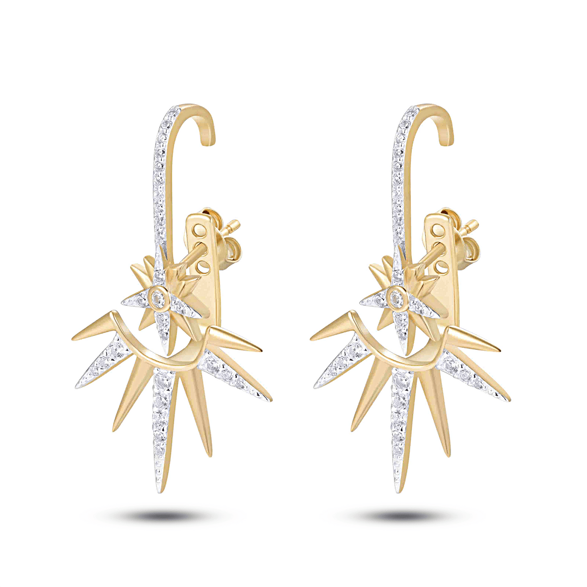 Boucles d'oreilles en Argent 925 doré Or jaune 18k assemblées d'Oxyde de zirconium - Maison Di Giorgio