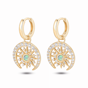 Boucles d'oreilles en Argent 925 doré Or jaune 18k assemblées d'Opale verte - Maison Di Giorgio