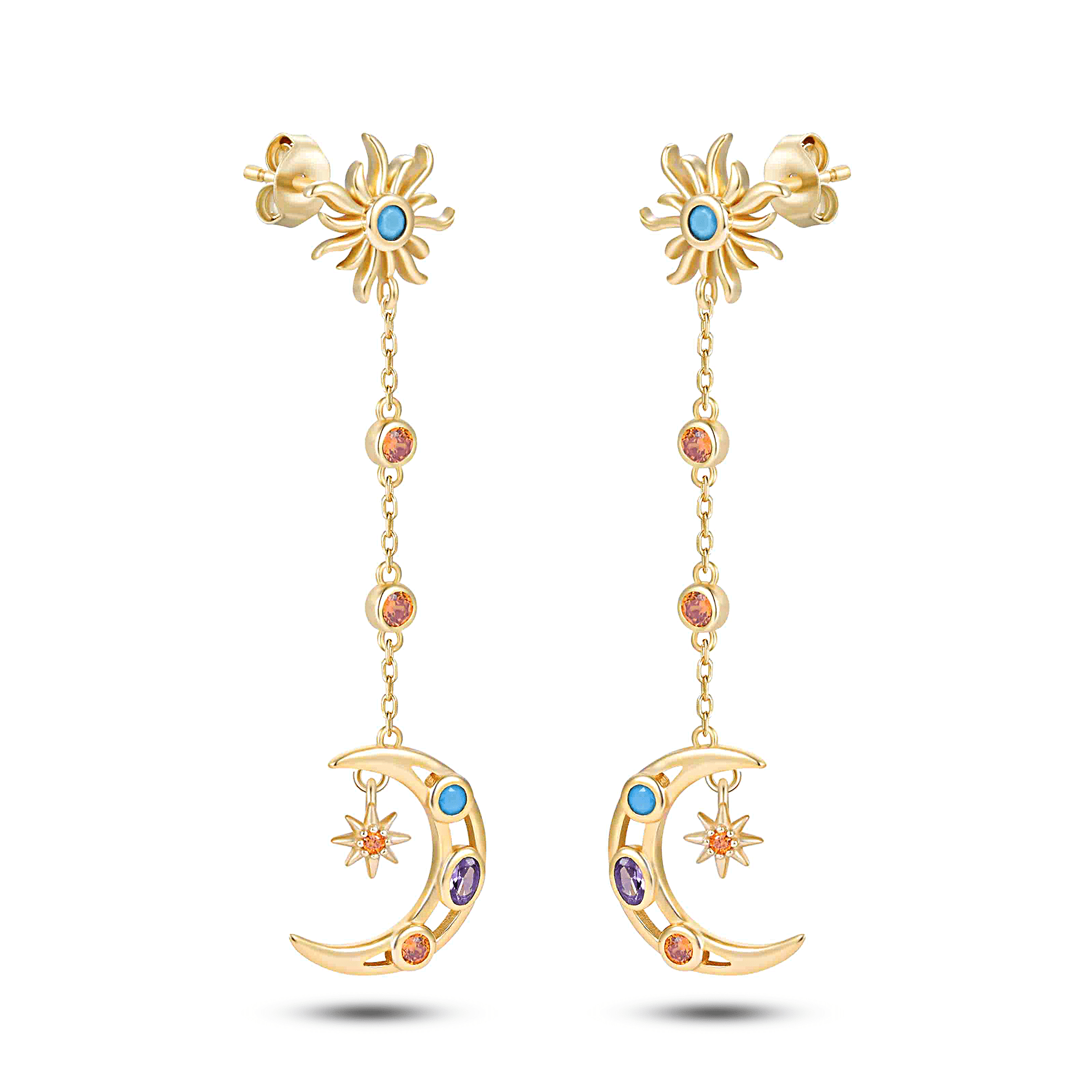 Boucles d'oreilles en Argent 925 doré Or jaune 18k assemblée d'Oxyde de zirconium - Maison Di Giorgio