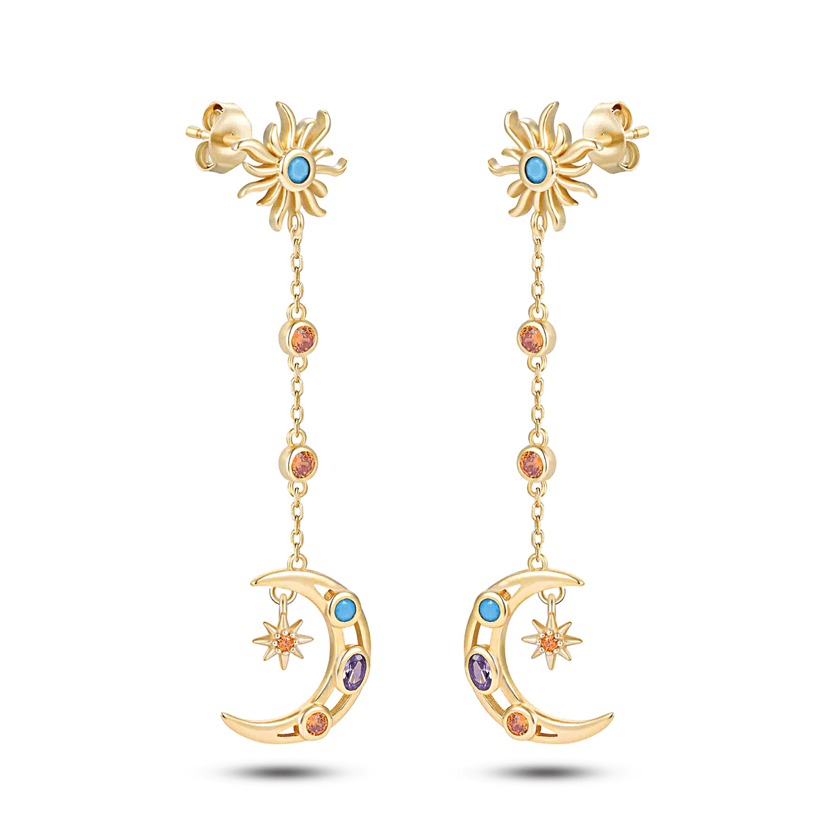 Boucles d'oreilles en Argent 925 doré Or jaune 18k assemblée d'Oxyde de zirconium - Maison Di Giorgio