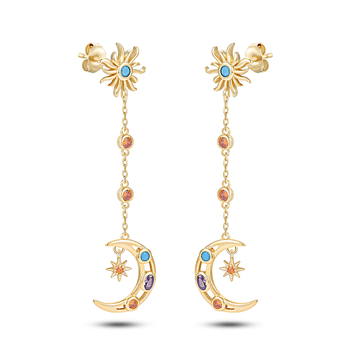 Boucles d'oreilles en Argent 925 doré Or jaune 18k assemblée d'Oxyde de zirconium - Maison Di Giorgio