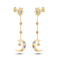 Boucles d'oreilles en Argent 925 doré Or jaune 18k assemblée d'Oxyde de zirconium - Maison Di Giorgio