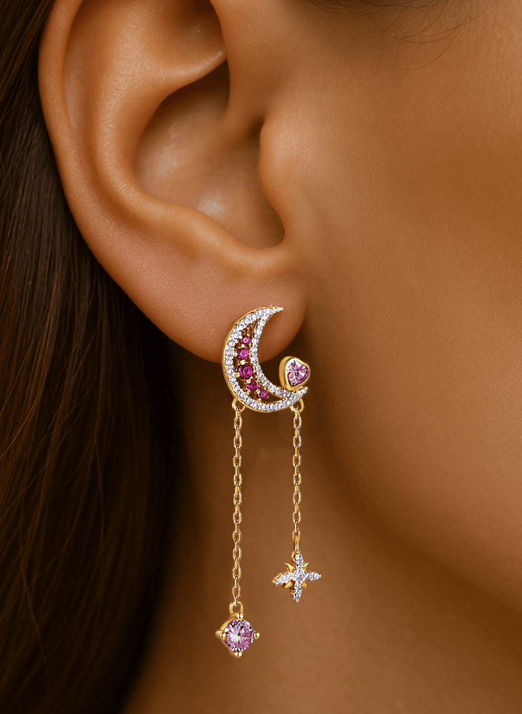 Boucles d'oreilles en Argent 925 doré Or jaune 18k assemblées d'Oxyde de zirconium - Maison Di Giorgio