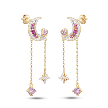 Boucles d'oreilles en Argent 925 doré Or jaune 18k assemblées d'Oxyde de zirconium - Maison Di Giorgio