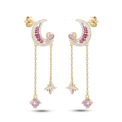 Boucles d'oreilles en Argent 925 doré Or jaune 18k assemblées d'Oxyde de zirconium - Maison Di Giorgio