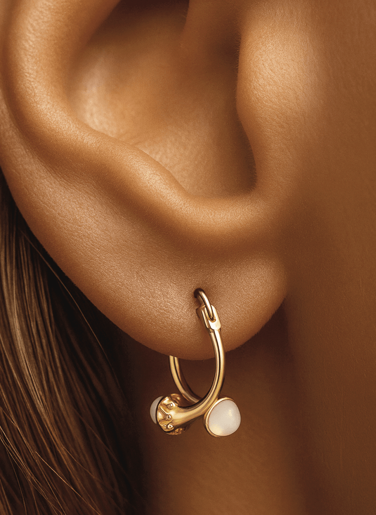 Boucles d'oreilles en Argent 925 doré Or jaune 18k assemblées de Nacre - Maison Di Giorgio