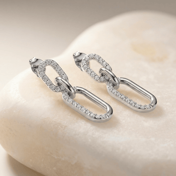 Boucles d'oreilles - Argent 925, Oxyde de zirconium blanc - Maison Di Giorgio