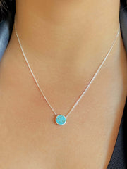 Collier en Argent 925 plaqué Argent assemblé de Turquoise