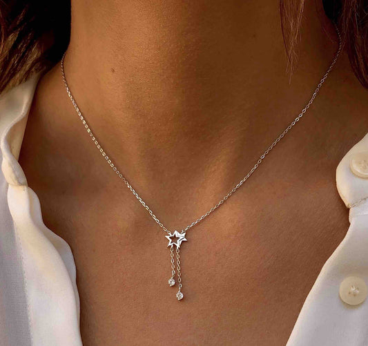 Collier en Argent 925 plaqué Rhodium assemblé d'Oxyde de zirconium - Maison Di Giorgio