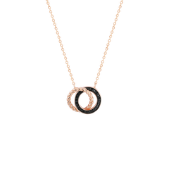 Collier en Argent 925 plaqué d'Or rose 18k assemblé d'Oxyde de zirconium noir