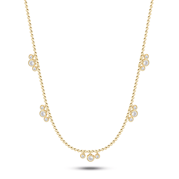 Collier en Argent 925 doré Or jaune 18k assemblé d'Oxyde de zirconium blanc - Maison Di Giorgio