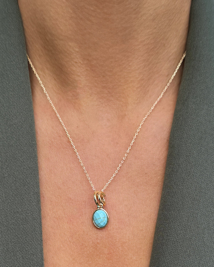 Collier en Argent 925 doré Or jaune 18k assemblé de Turquoise - Maison Di Giorgio