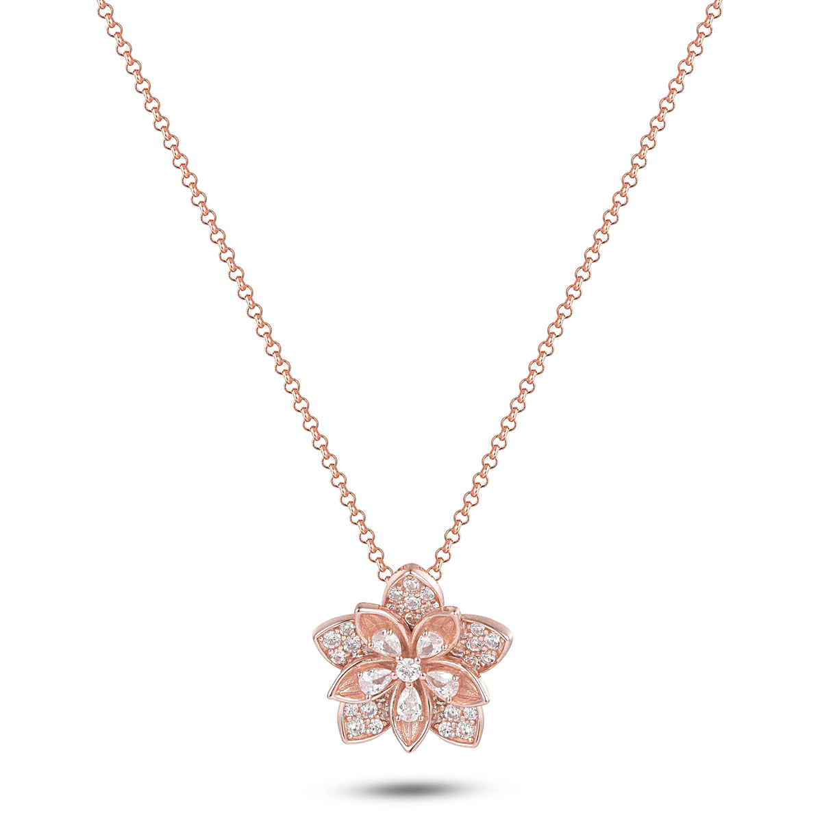 Collier en Argent 925 doré Or rose 18k assemblée d'Oxyde de zirconium - Maison Di Giorgio