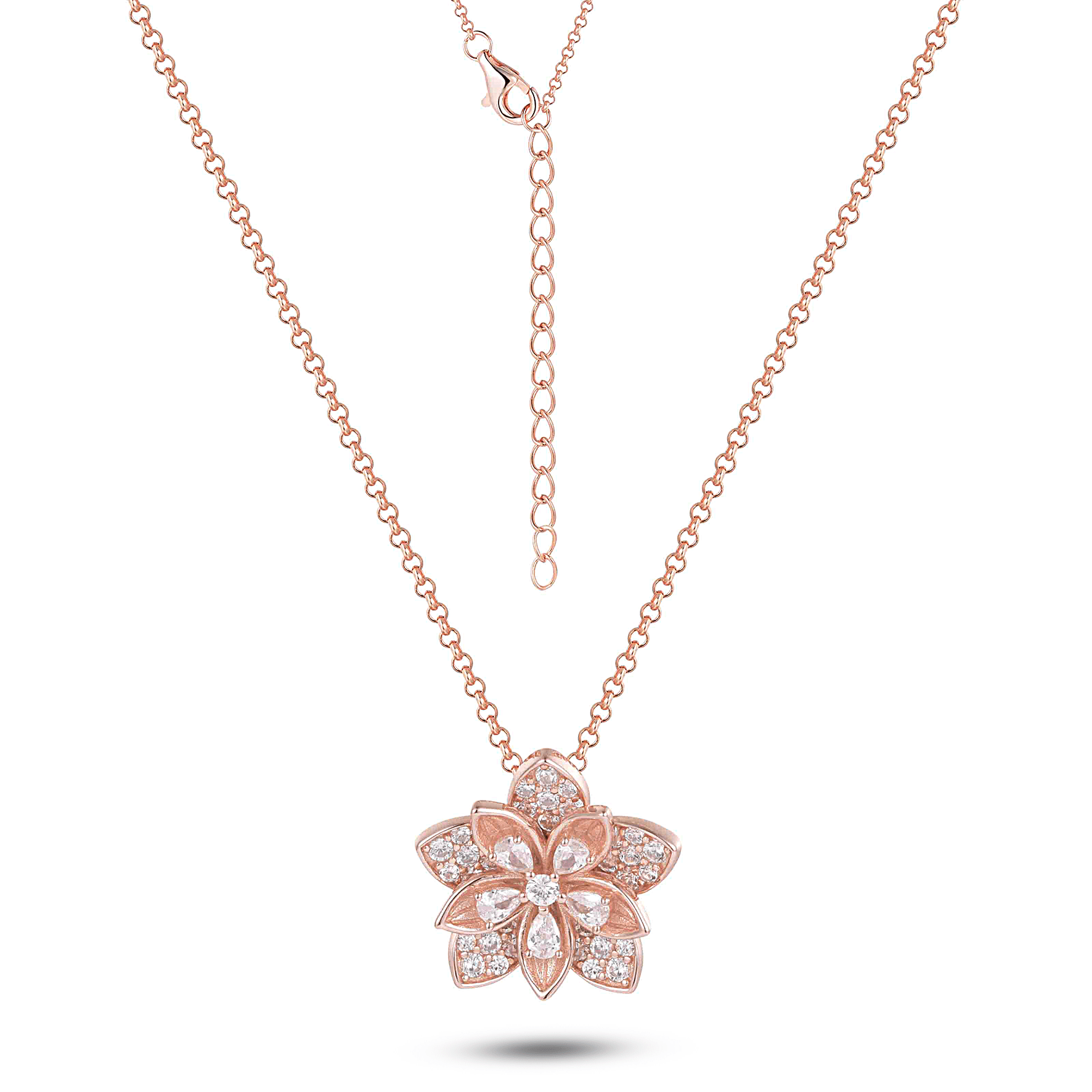 Collier en Argent 925 doré Or rose 18k assemblée d'Oxyde de zirconium - Maison Di Giorgio