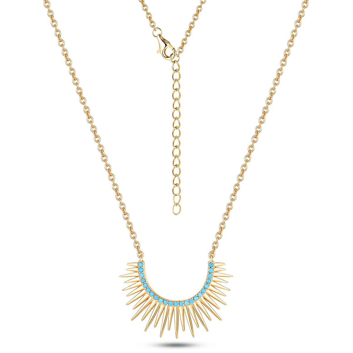 Collier en Argent 925 doré Or jaune 18k assemblé de Turquoise - Maison Di Giorgio