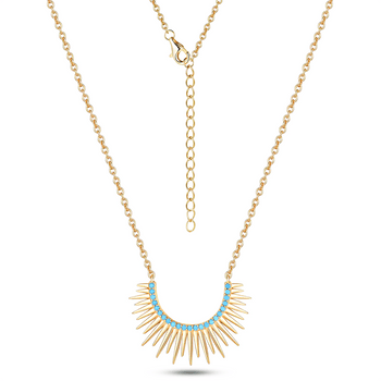 Collier en Argent 925 doré Or jaune 18k assemblé de Turquoise - Maison Di Giorgio