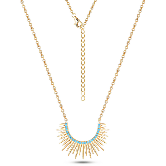 Collier en Argent 925 doré Or jaune 18k assemblé de Turquoise - Maison Di Giorgio
