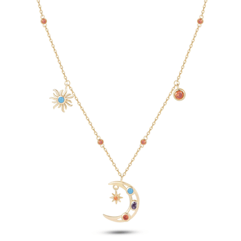 Collier en Argent 925 doré Or jaune 18k assemblée d'Oxyde de zirconium - Maison Di Giorgio