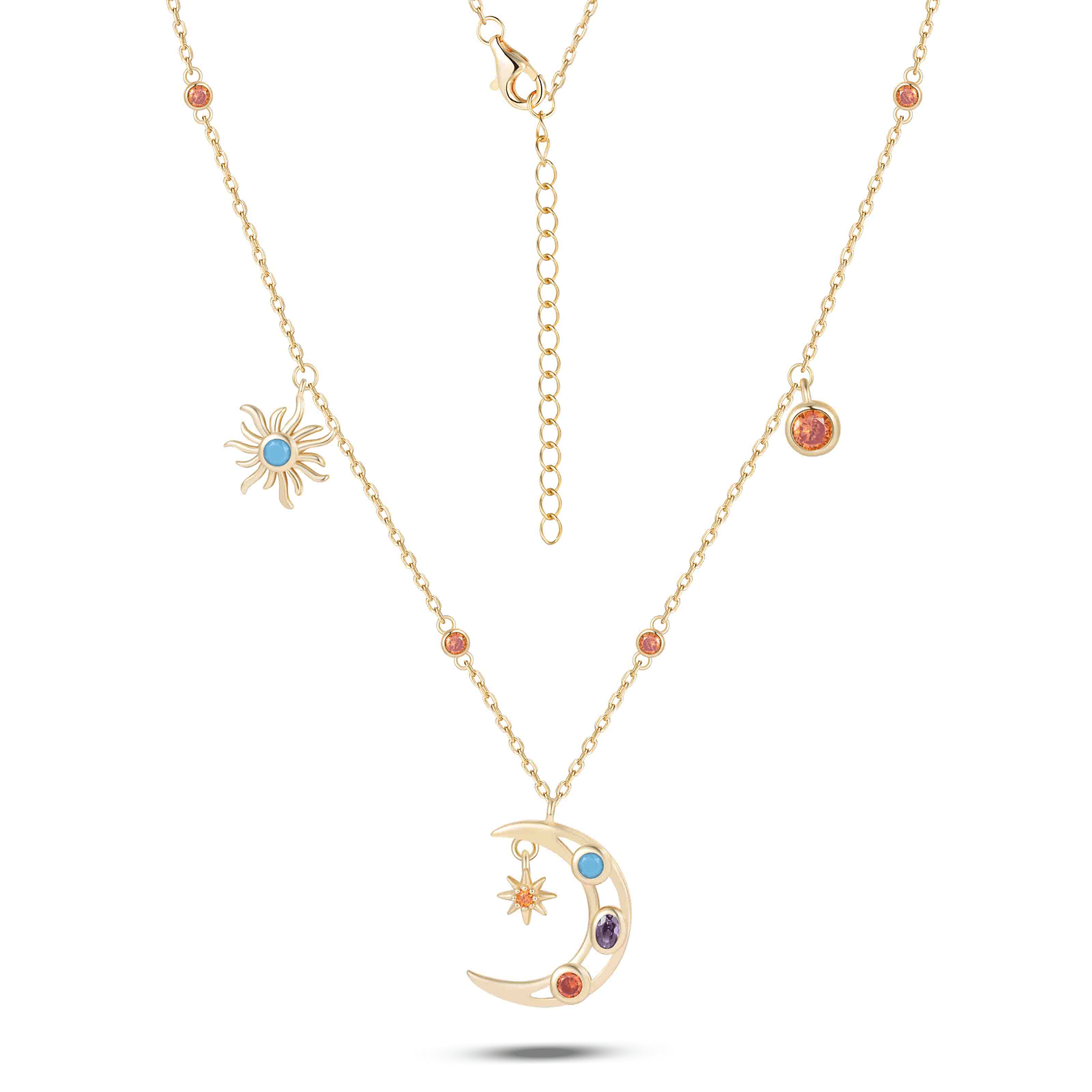 Collier en Argent 925 doré Or jaune 18k assemblée d'Oxyde de zirconium - Maison Di Giorgio