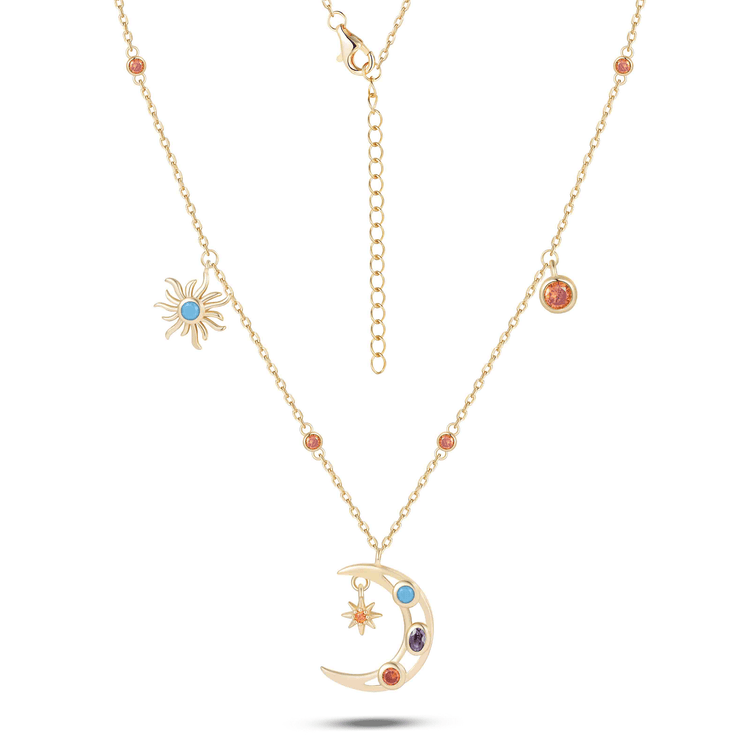 Collier en Argent 925 doré Or jaune 18k assemblée d'Oxyde de zirconium - Maison Di Giorgio