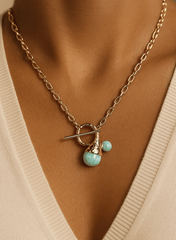 Collier en Argent 925 doré Or jaune 18k assemblé d'Amazonite - Maison Di Giorgio