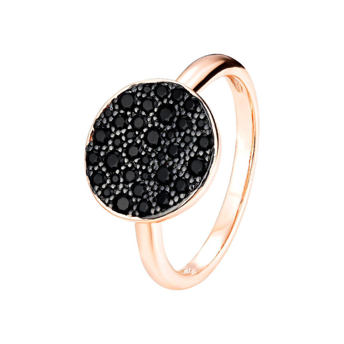 Bague en Argent 925 plaquée Or rose 18k et Or noir assemblée d'oxyde de zirconium noir