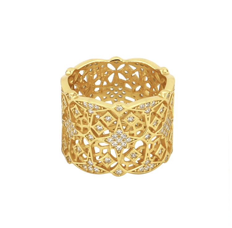 Bague en Argent 925 doré Or jaune 18k assemblée d'Oxyde de zirconium - Maison Di Giorgio