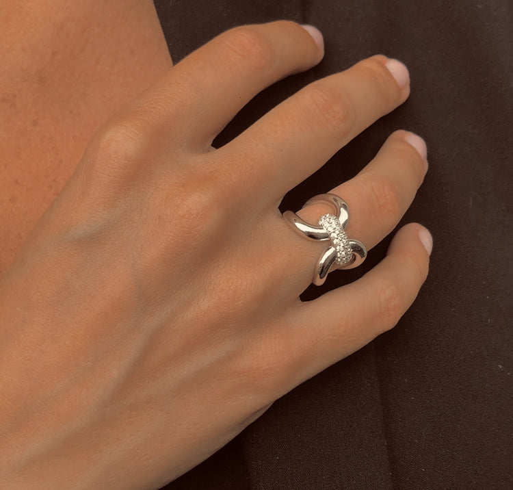 Bague en Argent 925 plaqué Rhodium assemblée d'oxyde de zirconium - Maison Di Giorgio