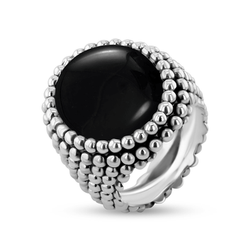 Bague en Argent 925 assemblée d'Onyx noir - Maison Di Giorgio