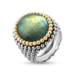 Bague en Argent 925 partiellement doré Or jaune 18k assemblée de labradorite - Maison Di Giorgio