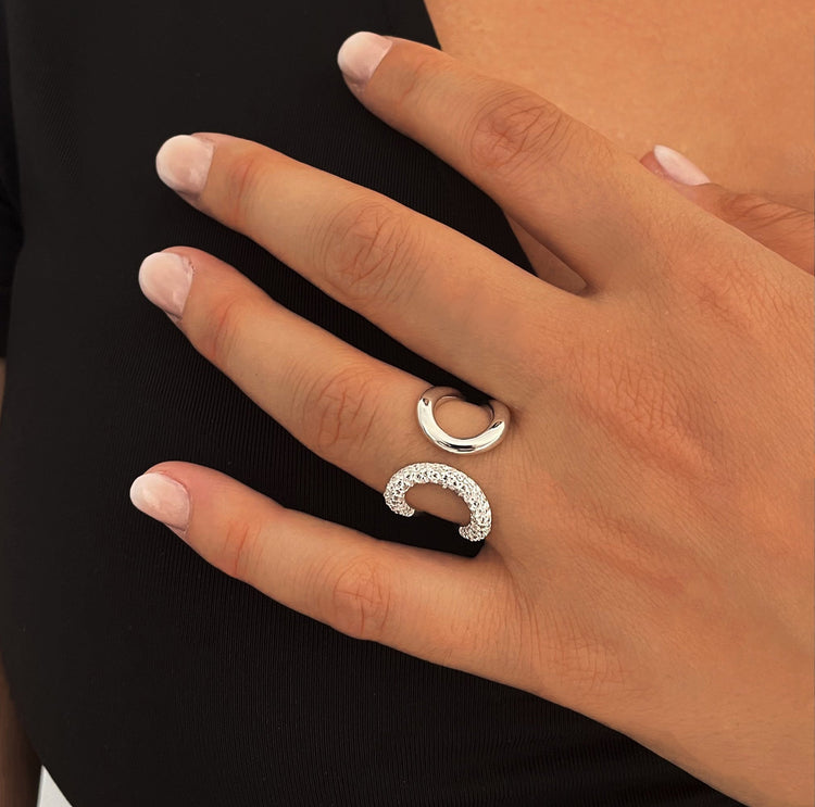 Bague en Argent 925 assemblée d'oxyde de zirconium blanc - Maison Di Giorgio