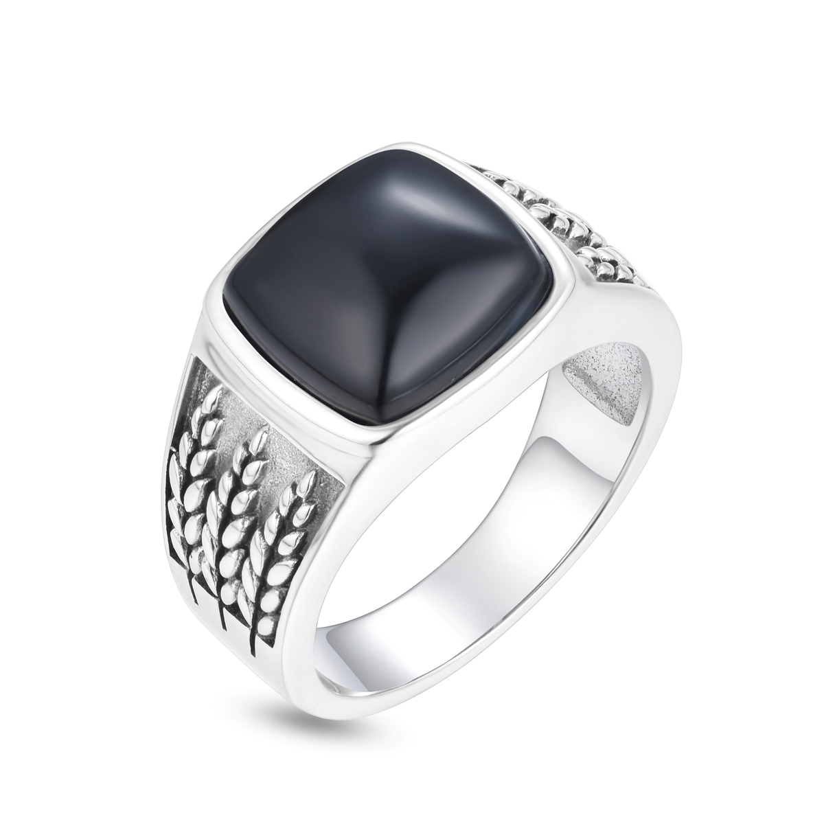 JOLIE Bague en Argent 925 et ONYX, monture ciselée - BA-AR-433, taille 52 JOLIE Bague en Argent 925 et ONYX, monture ciselée - BA-AR-433, taille 52