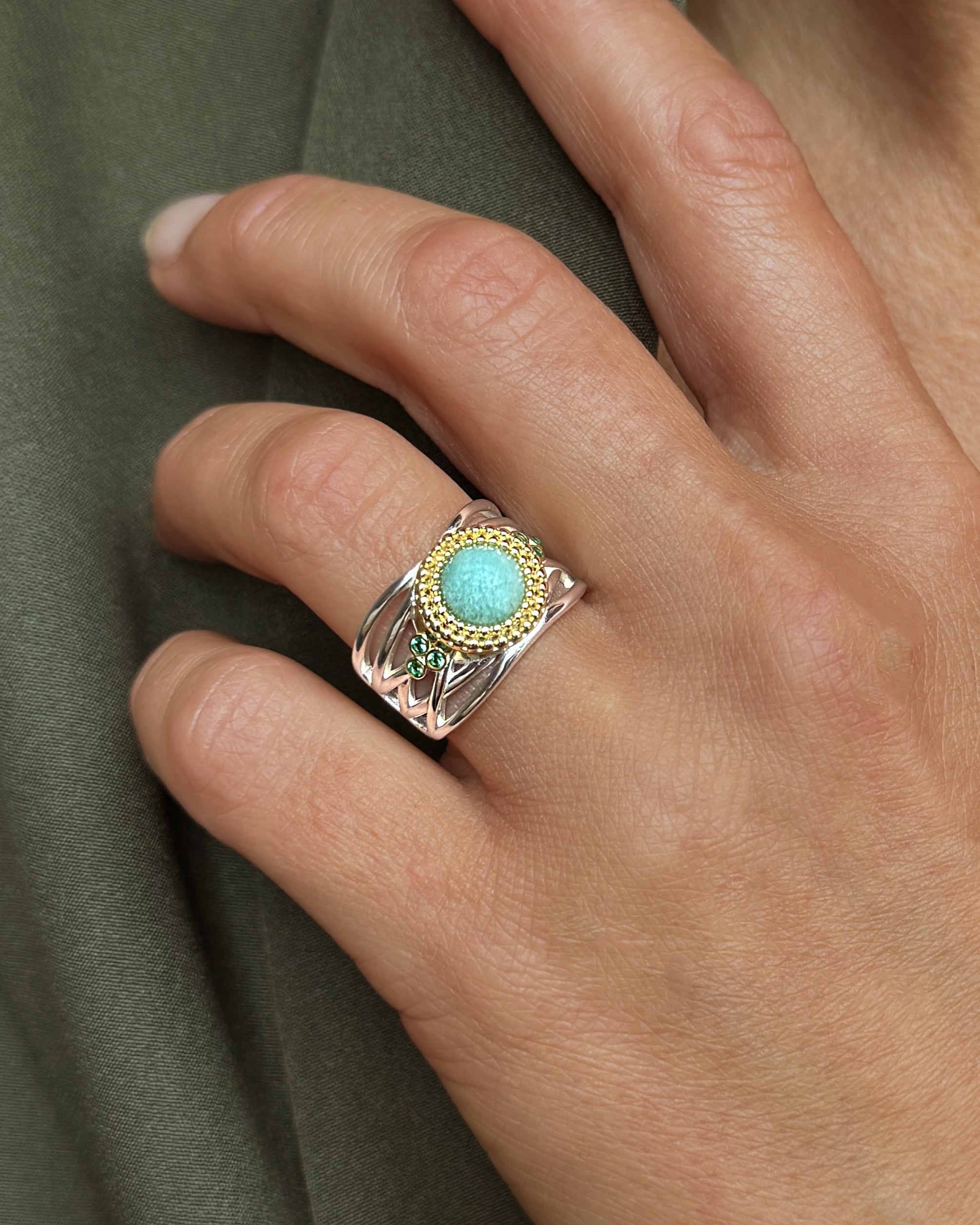 Ring in 925 Silver partially gilded 18k yellow gold assembled with