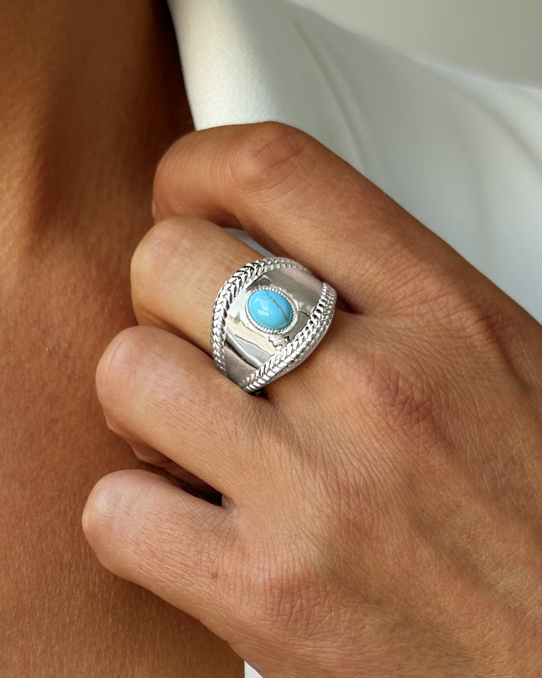 Bague en Argent 925 assemblée de Turquoise - Maison Di Giorgio