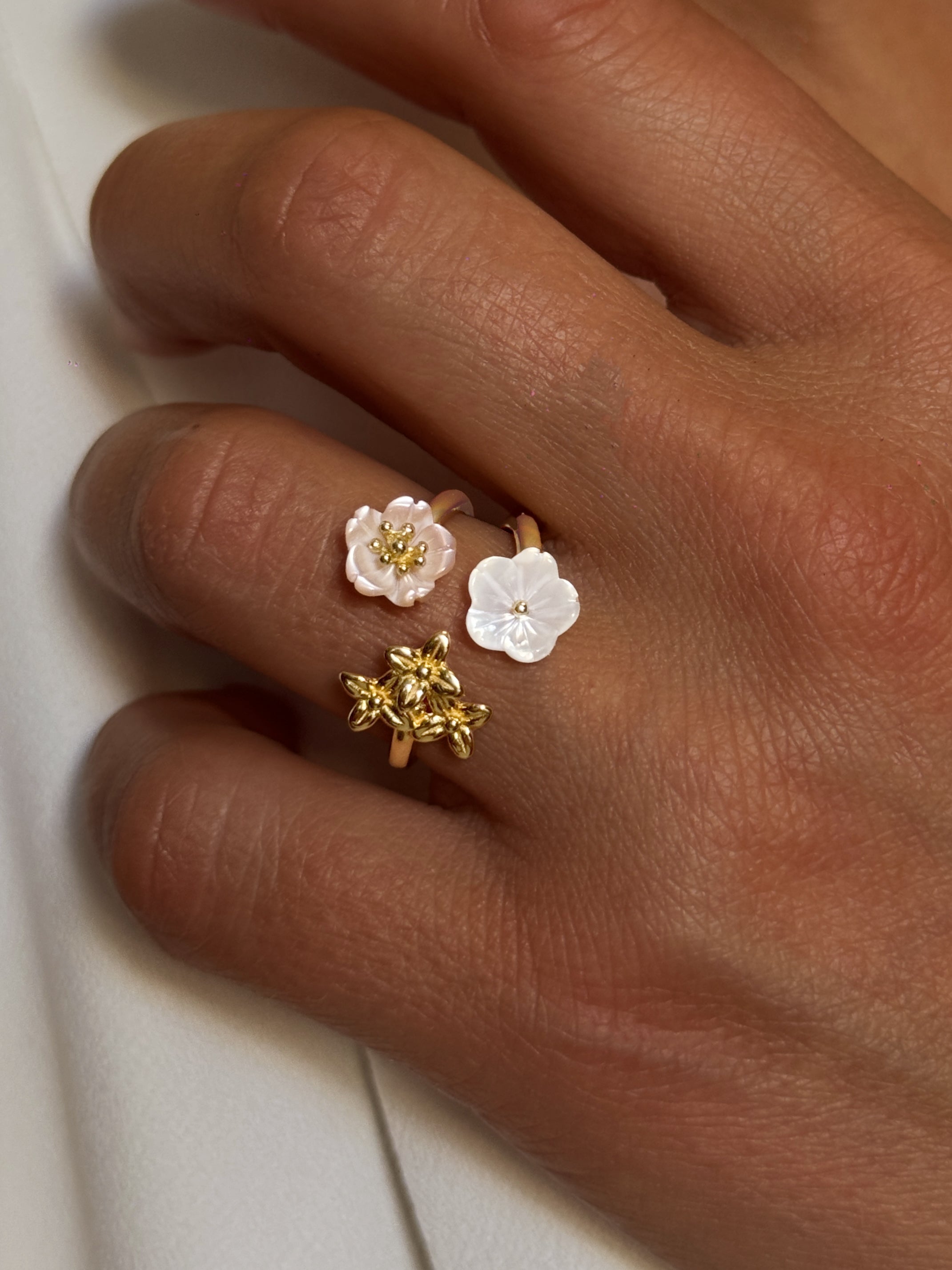 Bague en Argent 925 doré Or jaune 18k assemblée de nacre - Maison Di Giorgio