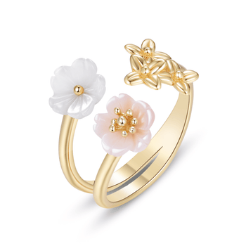 Bague en Argent 925 doré Or jaune 18k assemblée de nacre - Maison Di Giorgio